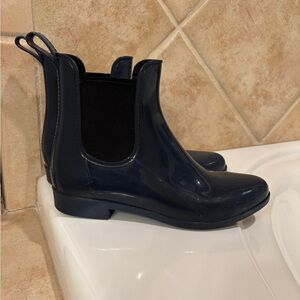 J.Crew Glossy Navy Blue Chelsea Rain Boots